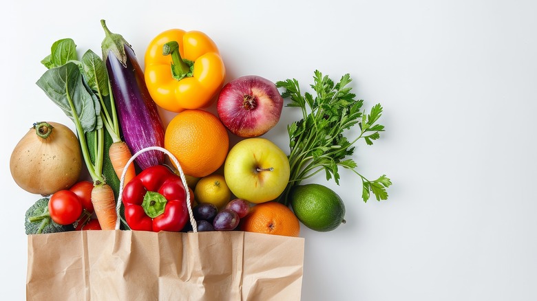 grocery bag with food