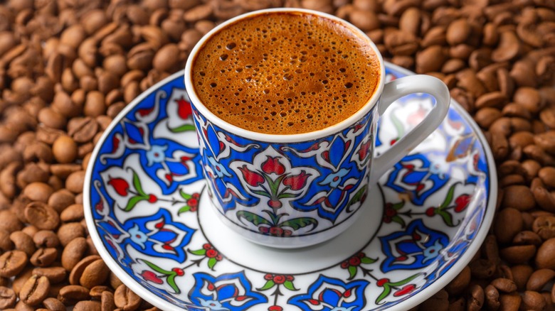 Greek coffee on plate