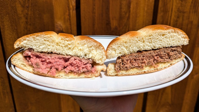 burger cross section on plate