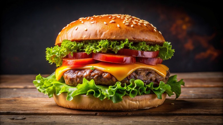 close up of a cheeseburger