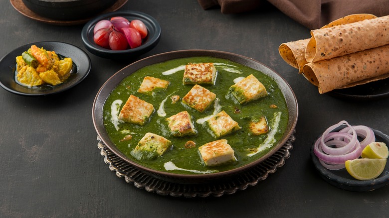 Saag paneer with sides