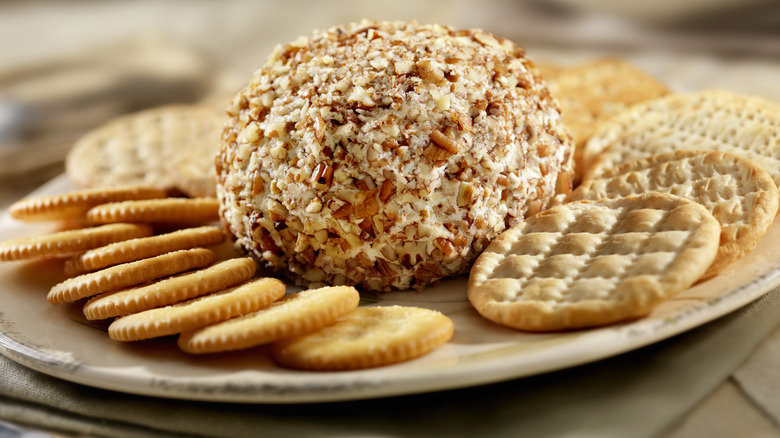 cheese ball with crackers