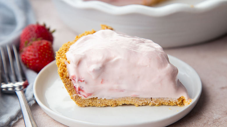 slice of strawberry lemonade pie