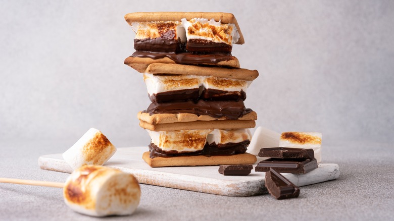 stack of s'mores on board