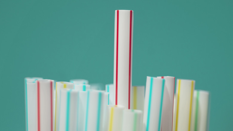 multicolored plastic straws