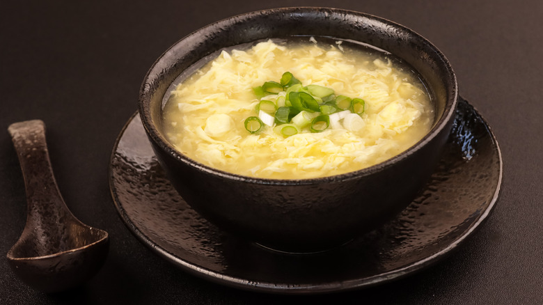 Egg drop soup in bowl